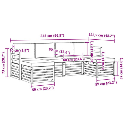 Set divani 6 pcs Naturale e Beige Legno di Acacia Massello | homemem39