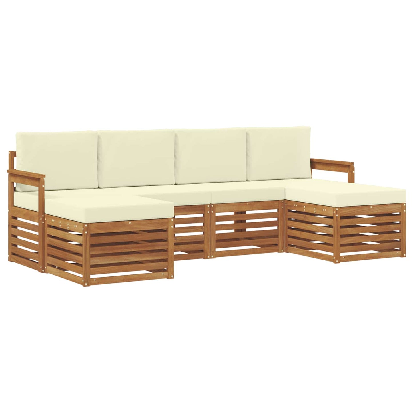 Set divani 6 pcs Naturale e Crema Legno di Acacia Massello