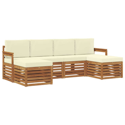 Set divani 6 pcs Naturale e Crema Legno di Acacia Massello