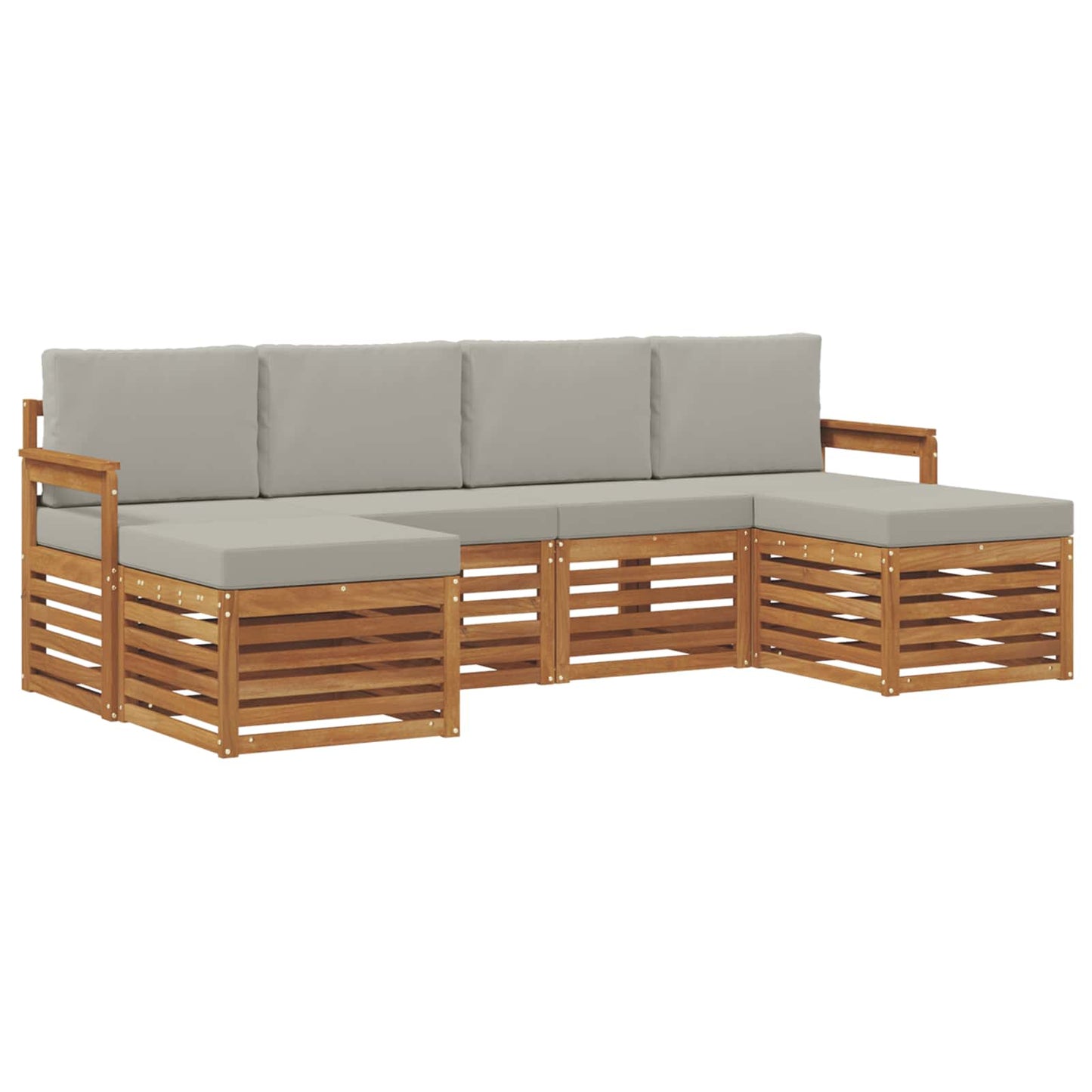 Set divani con cuscino 6 pcs Grigio Naturale e Chiaro | homemem39