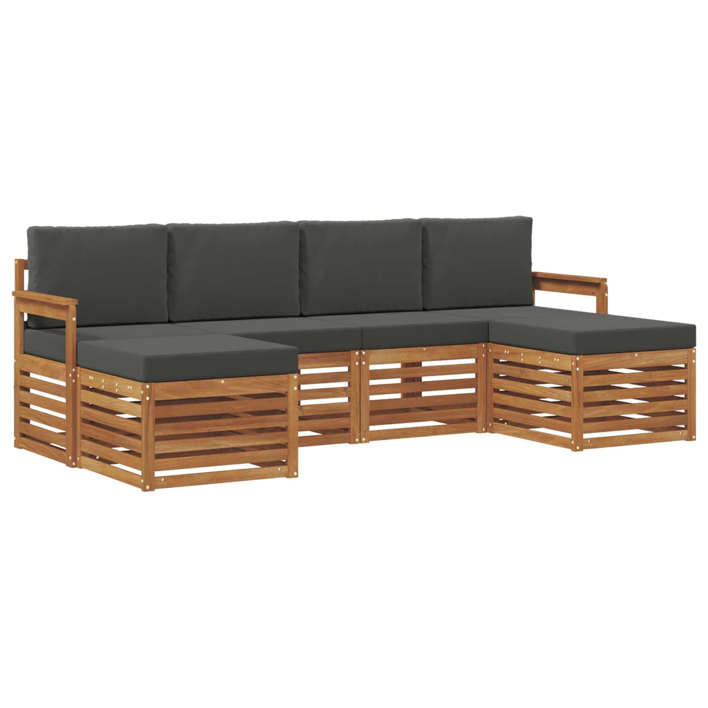 Set divani 6 pcs Naturale e Antracite Legno di Acacia Massello | homemem39