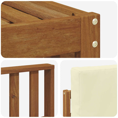 Set divani 6 pcs Naturale e Crema Legno di Acacia Massello