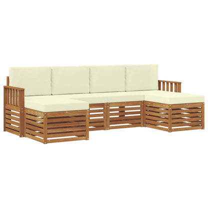 Set divani 6 pcs Naturale e Crema Legno di Acacia Massello