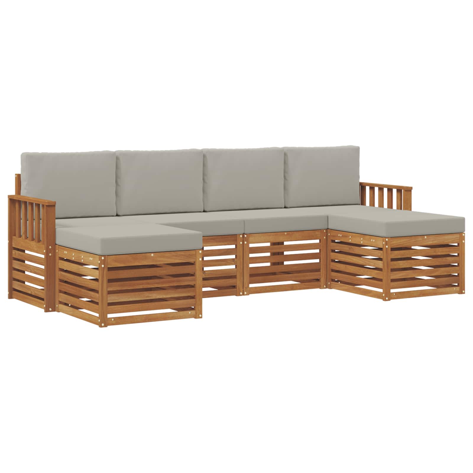 Set divani con cuscino 6 pcs Grigio Naturale e Chiaro | homemem39