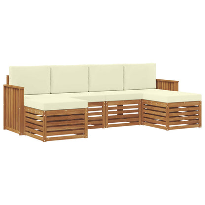Set divani 6 pcs Naturale e Crema Legno di Acacia Massello