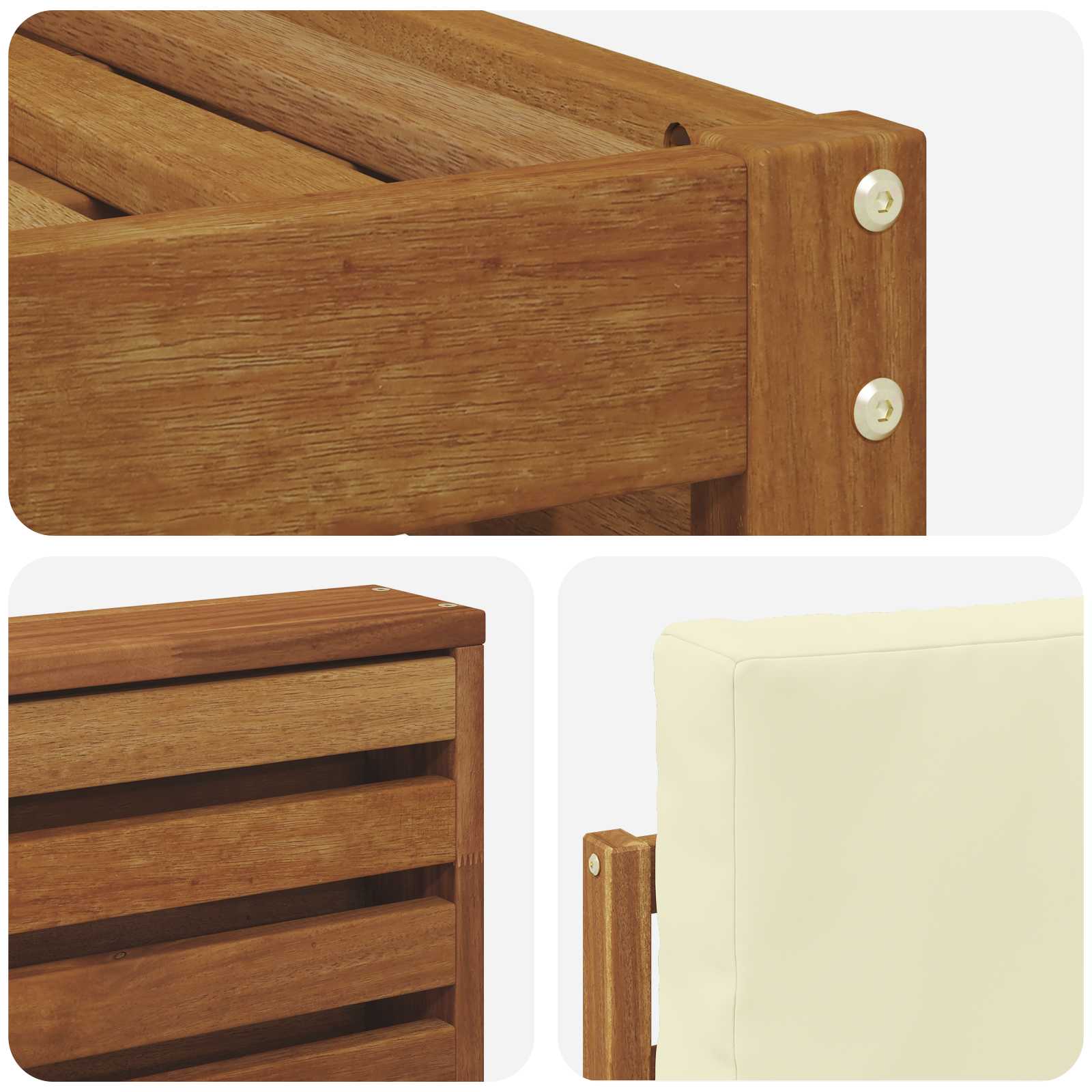 Set divani 6 pcs Naturale e Crema Legno di Acacia Massello | homemem39