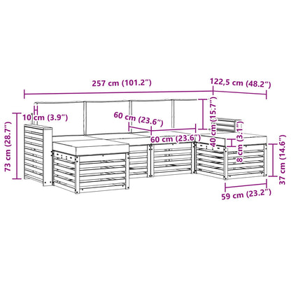 Set divani 6 pcs Naturale e Crema Legno di Acacia Massello | homemem39