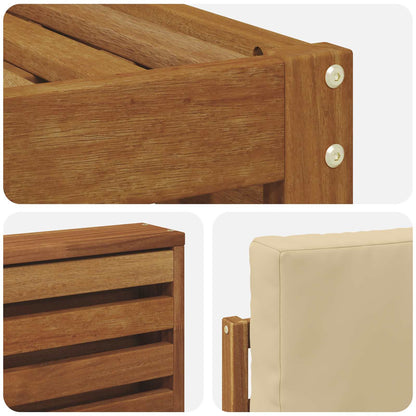 Set divani 6 pcs Naturale e Beige Legno di Acacia Massello