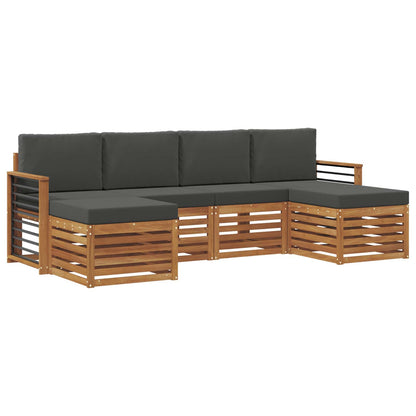 Set divani 6 pcs Naturale e Antracite Legno di Acacia Massello | homemem39