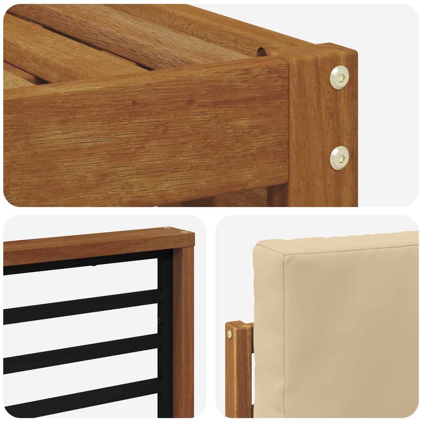Set divani 6 pcs Naturale e Beige Legno di Acacia Massello | homemem39