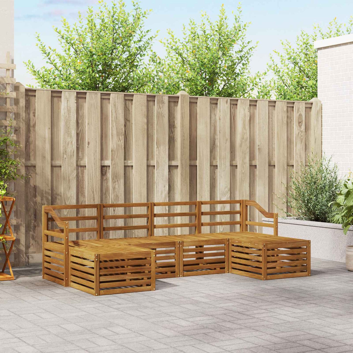 Set divani 6 pcs Naturale Legno di Acacia Massello