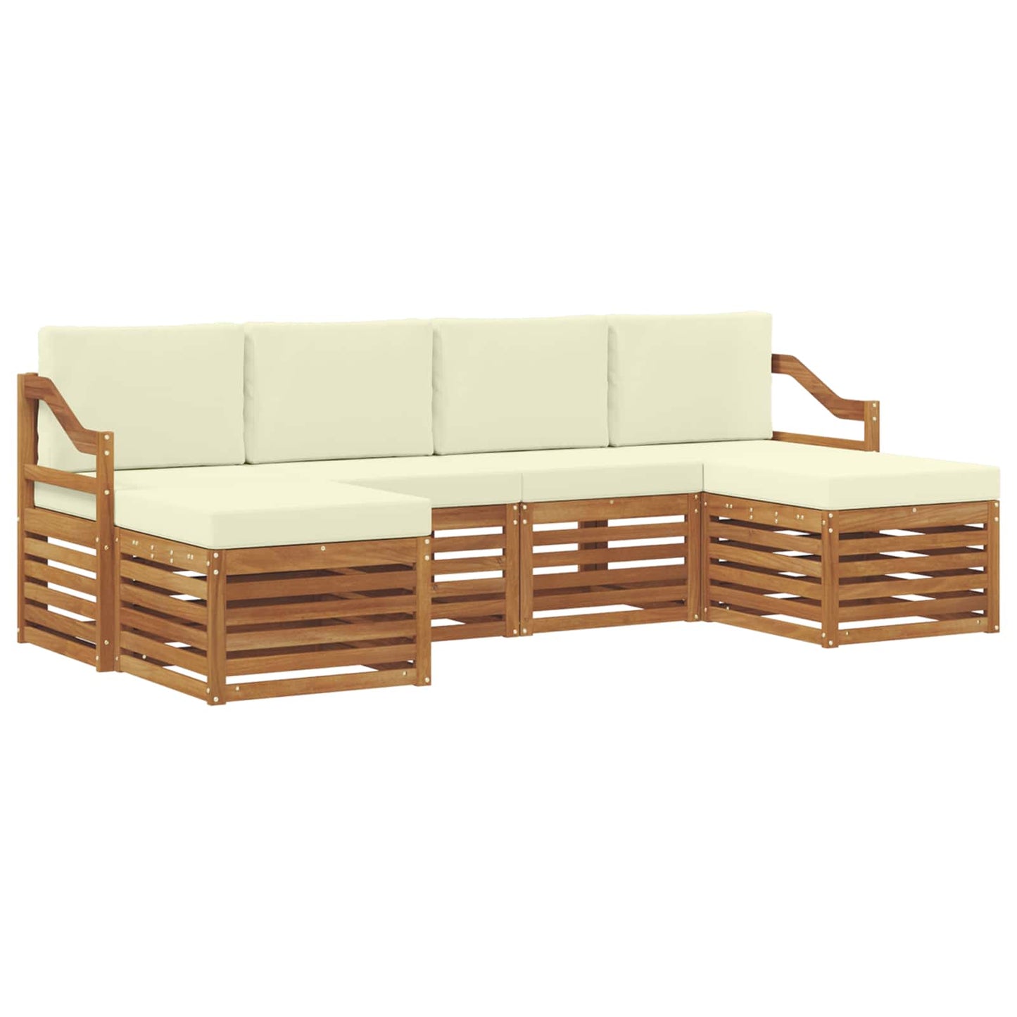 Set divani 6 pcs Naturale e Crema Legno di Acacia Massello