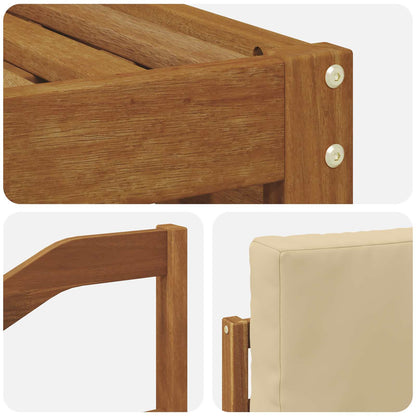Set divani 6 pcs Naturale e Beige Legno di Acacia Massello