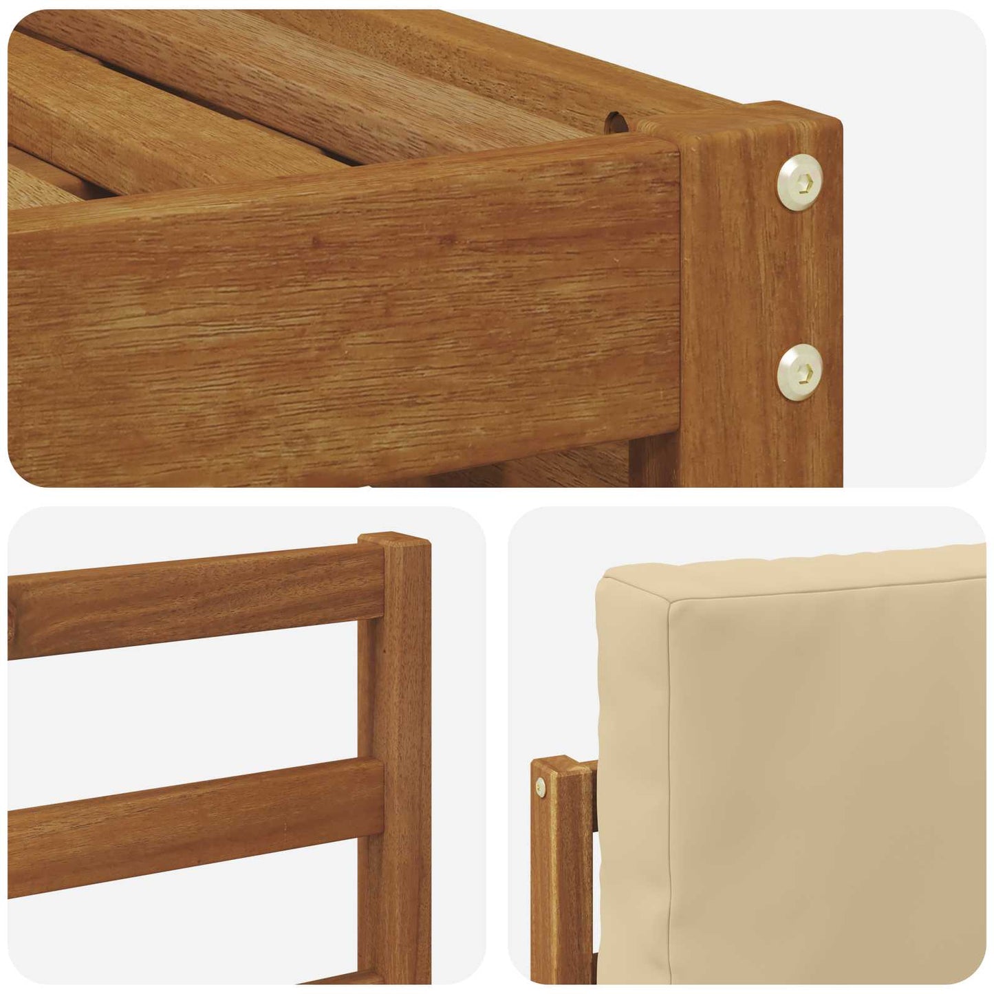 Set di divani da esterno con cuscino 8 pcs Naturale e Beige