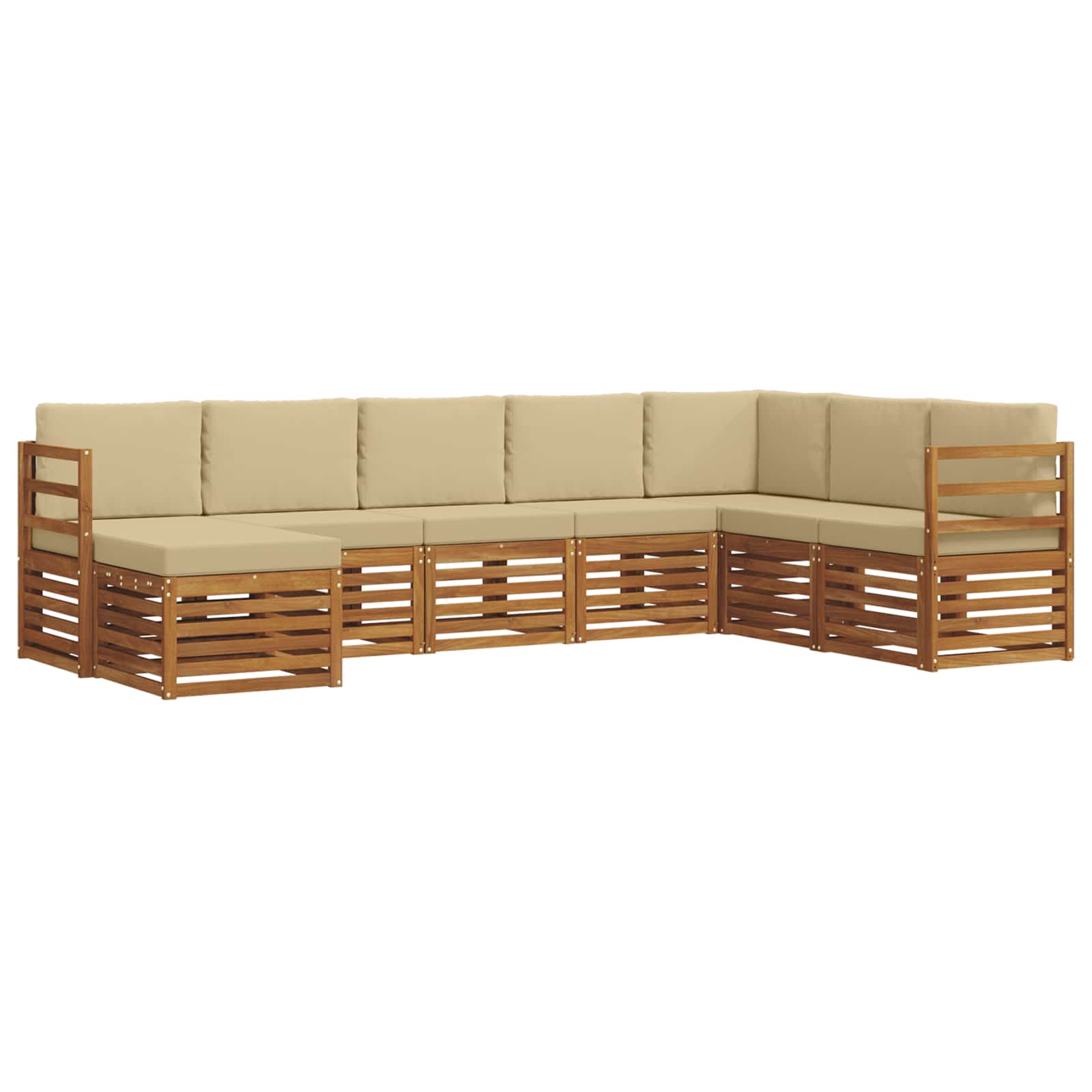 Set di divani da esterno con cuscino 8 pcs Naturale e Beige | homemem39