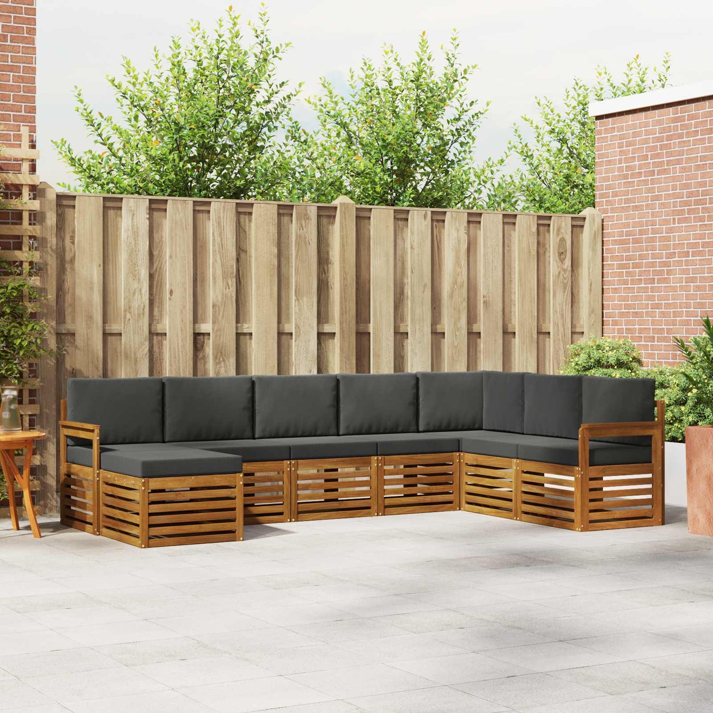 Set di divani da esterno con cuscino 8 pcs Naturale e Antracite