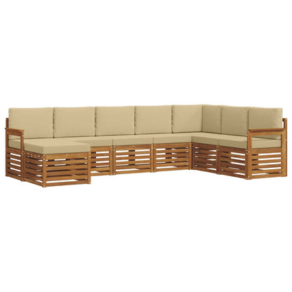 Set di divani da esterno con cuscino 8 pcs Naturale e Beige