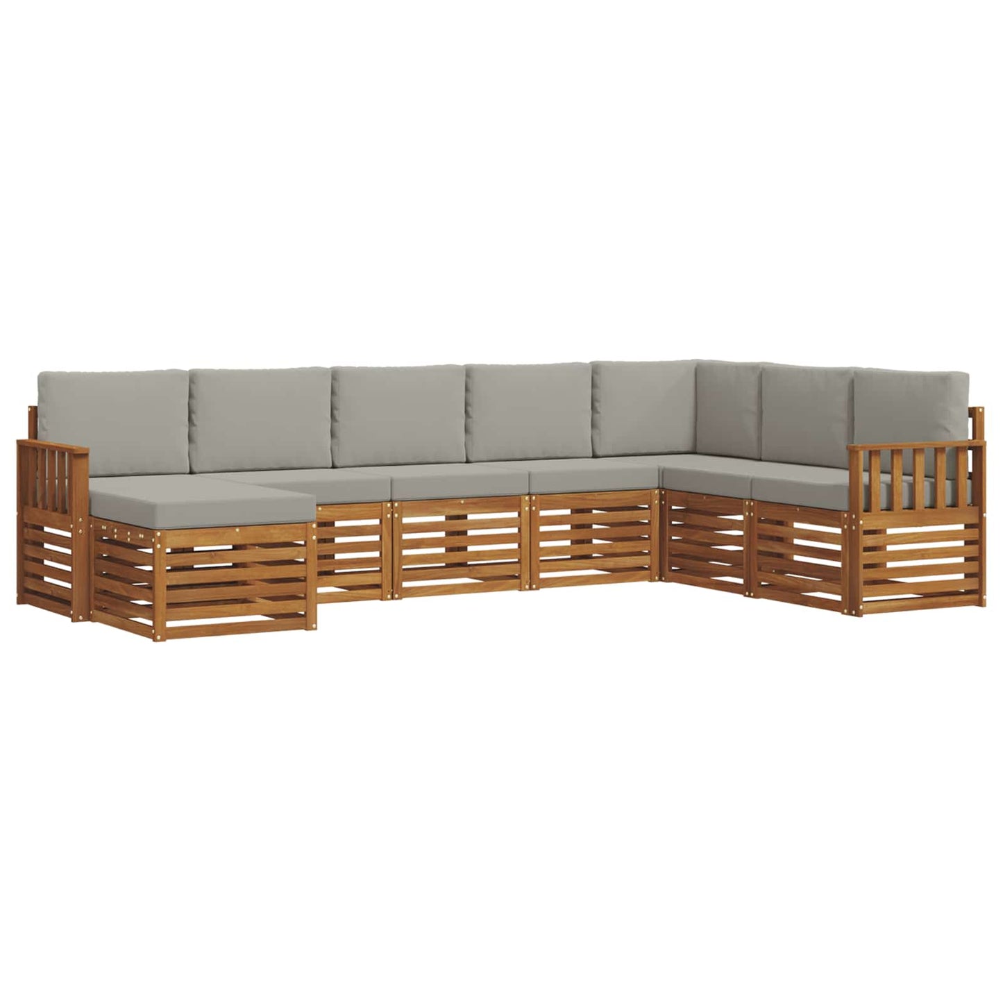 Set di divani da esterno 8 pcs Grigio Naturale e Chiaro