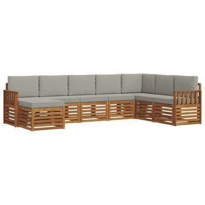 Set di divani da esterno 8 pcs Grigio Naturale e Chiaro