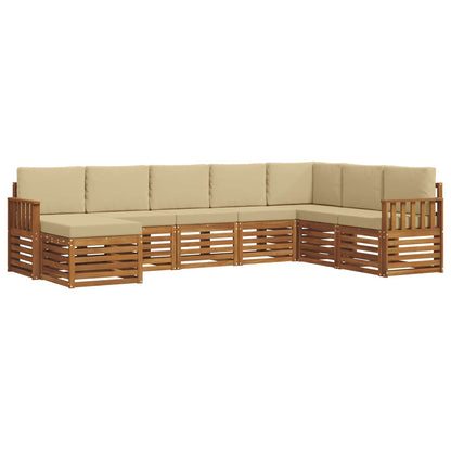 Set di divani da esterno con cuscino 8 pcs Naturale e Beige