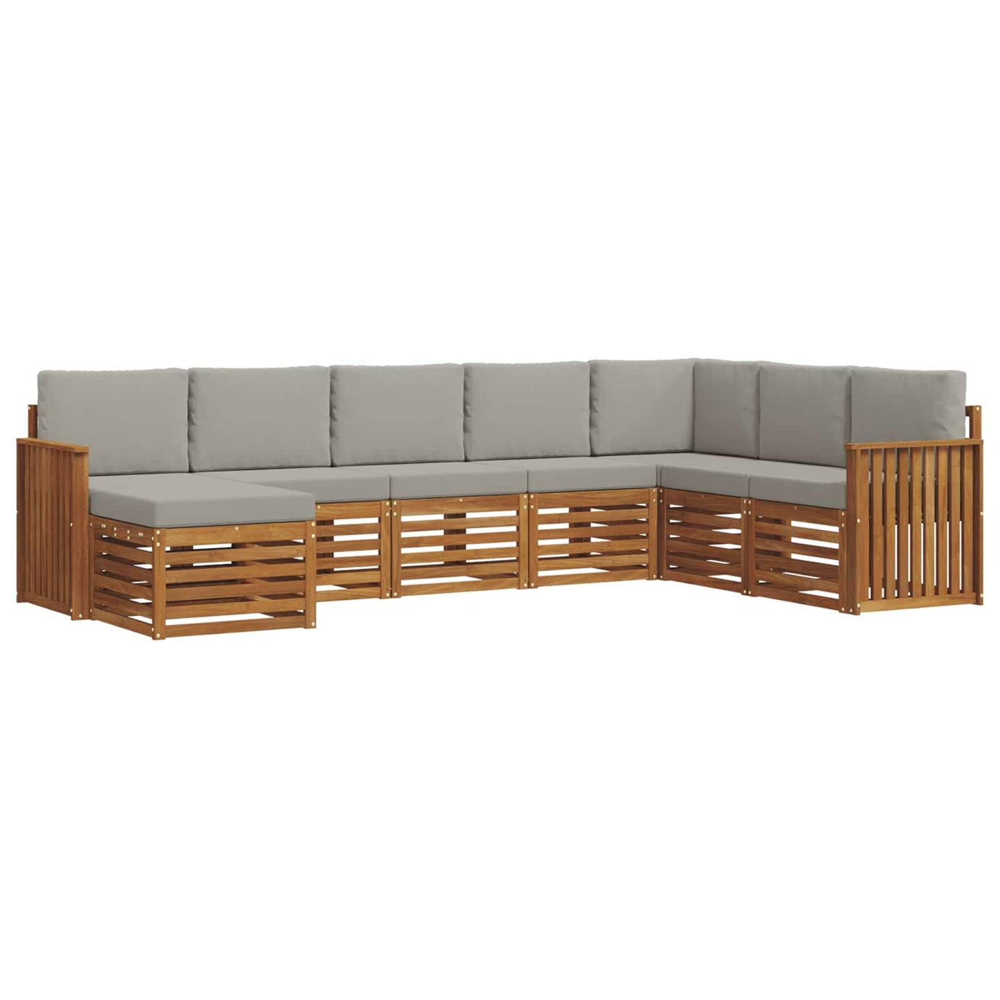 Set di divani da esterno 8 pcs Grigio Naturale e Chiaro