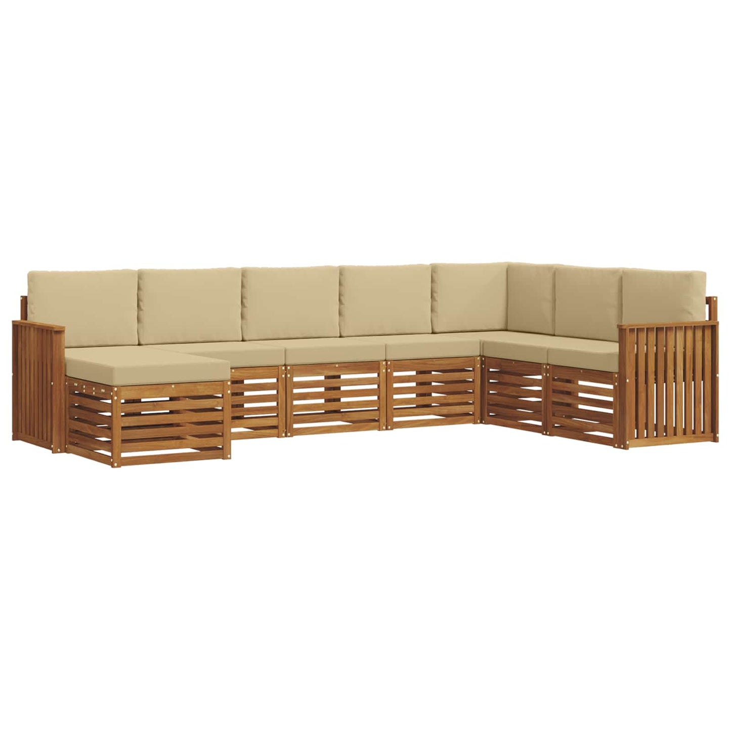 Set di divani da esterno con cuscino 8 pcs Naturale e Beige