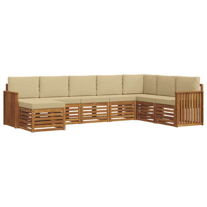 Set di divani da esterno con cuscino 8 pcs Naturale e Beige