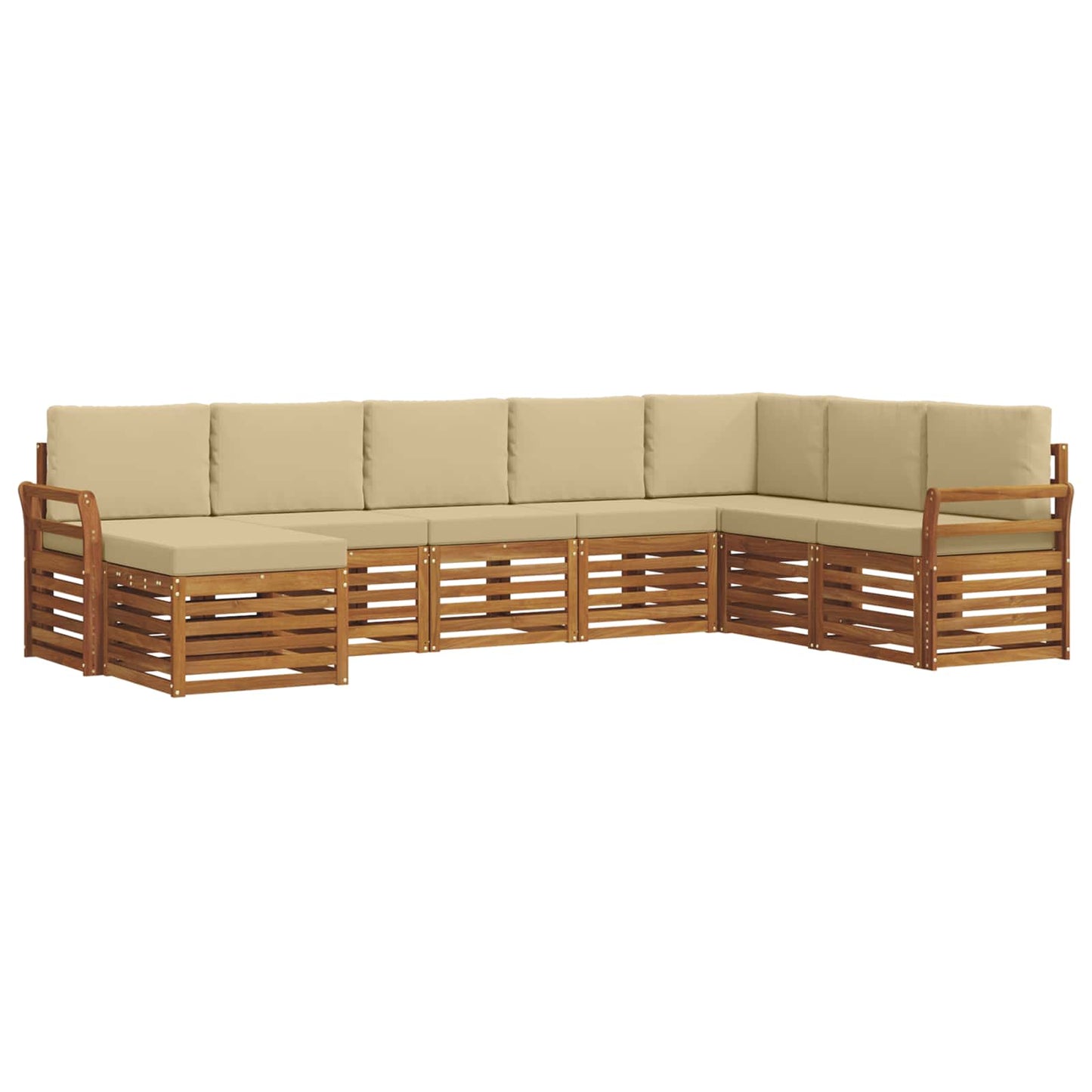 Set di divani da esterno con cuscino 8 pcs Naturale e Beige | homemem39