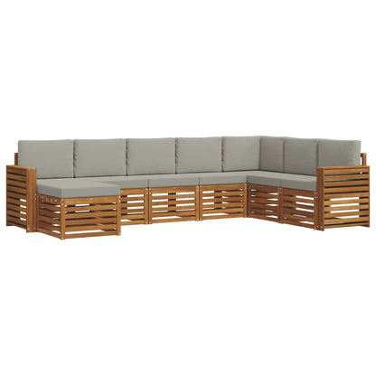 Set di divani da esterno 8 pcs Grigio Naturale e Chiaro