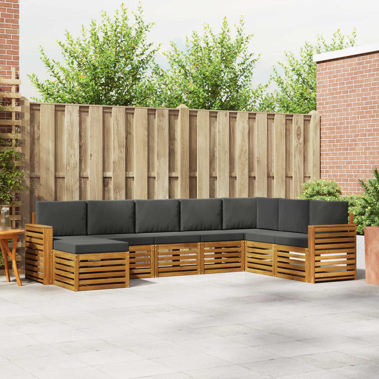 Set di divani da esterno con cuscino 8 pcs Naturale e Antracite | homemem39