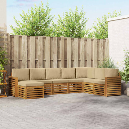 Set di divani da esterno con cuscino 8 pcs Naturale e Beige