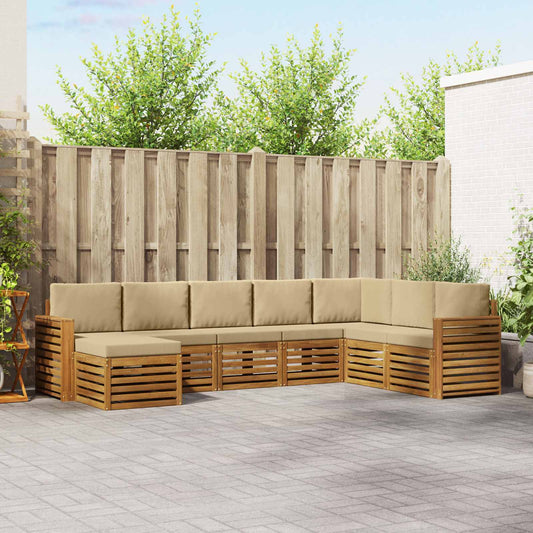 Set di divani da esterno con cuscino 8 pcs Naturale e Beige
