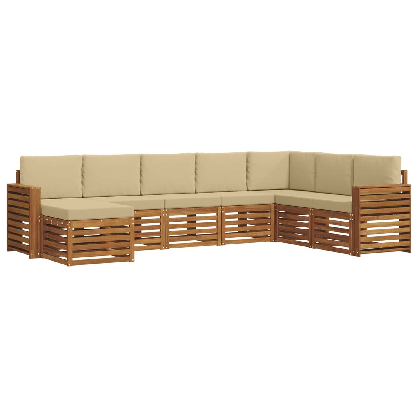 Set di divani da esterno con cuscino 8 pcs Naturale e Beige