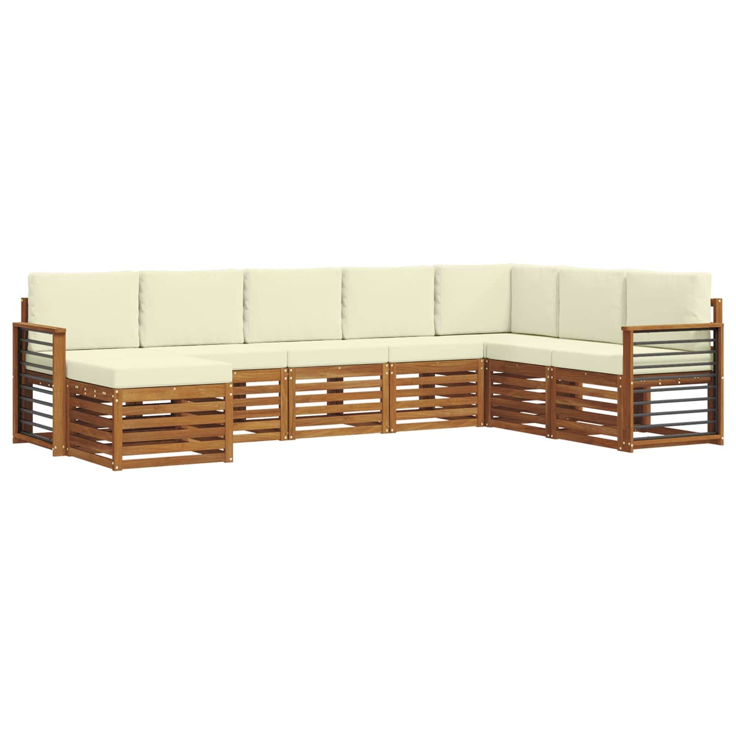 Set di divani da esterno con cuscino 8 pcs Naturale e Crema | homemem39