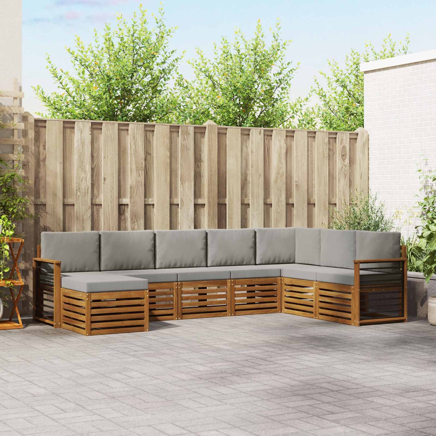 Set di divani da esterno 8 pcs Grigio Naturale e Chiaro | homemem39