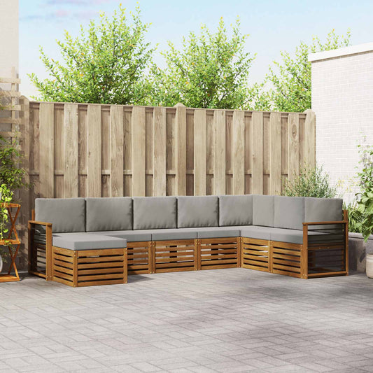 Set di divani da esterno 8 pcs Grigio Naturale e Chiaro | homemem39