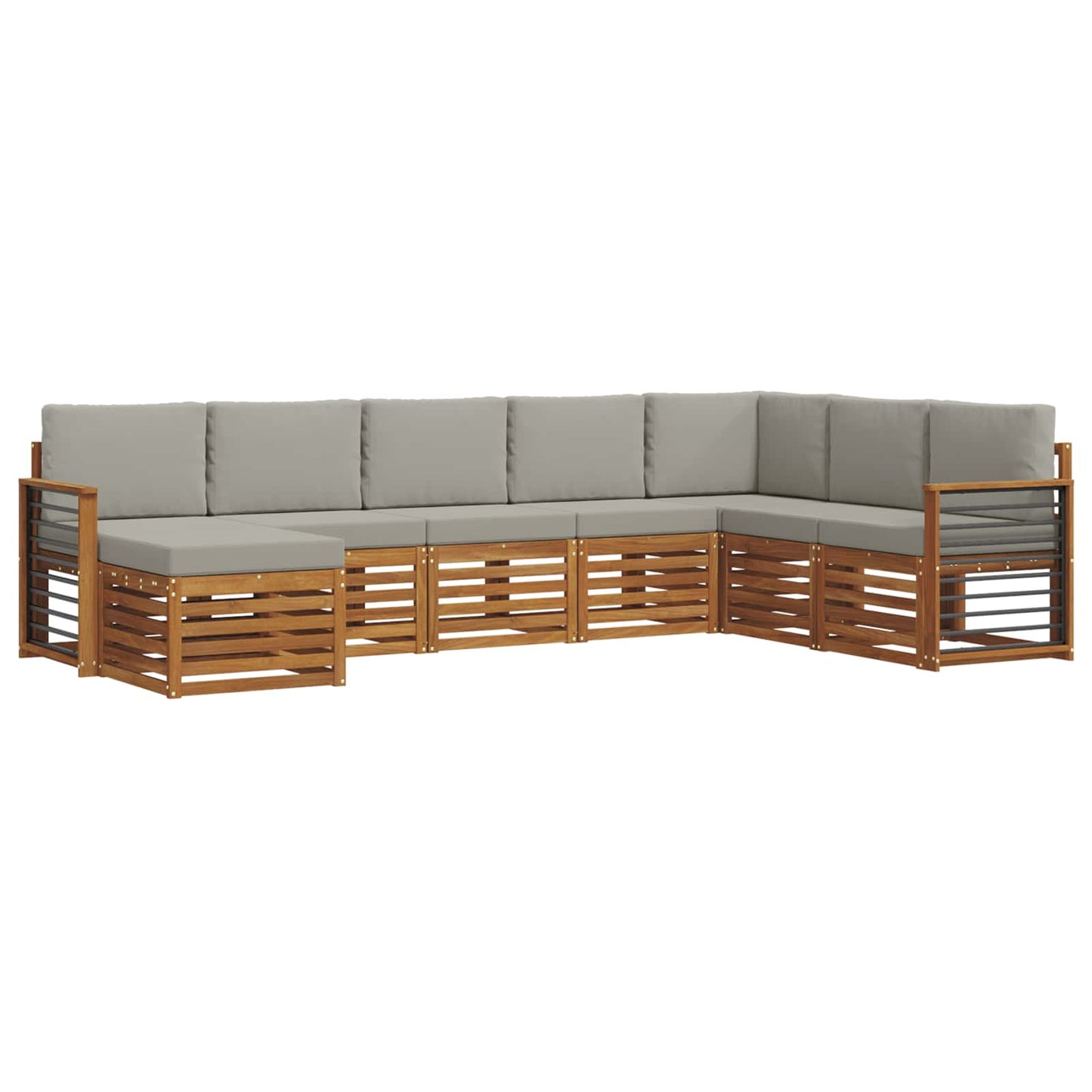 Set di divani da esterno 8 pcs Grigio Naturale e Chiaro | homemem39