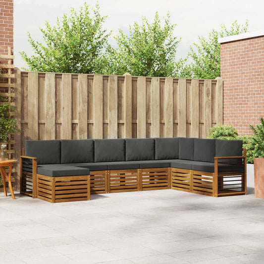 Set di divani da esterno con cuscino 8 pcs Naturale e Antracite