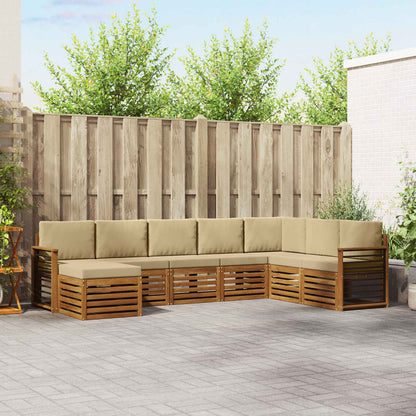 Set di divani da esterno con cuscino 8 pcs Naturale e Beige