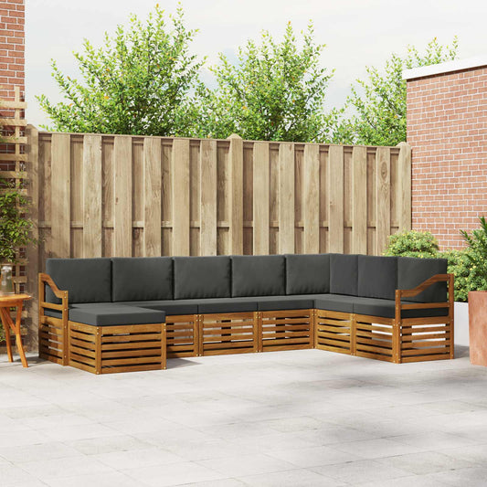 Set di divani da esterno con cuscino 8 pcs Naturale e Antracite