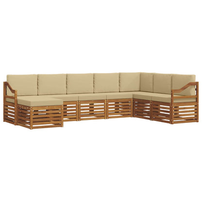 Set di divani da esterno con cuscino 8 pcs Naturale e Beige