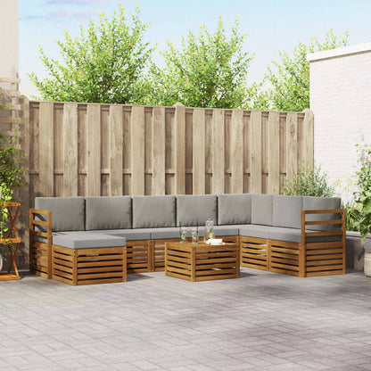 Set di divani da esterno 9 pcs Grigio Naturale e Chiaro