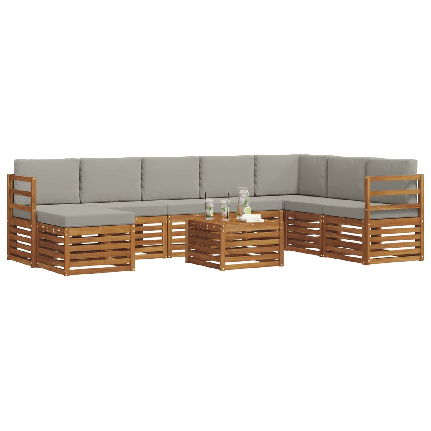 Set di divani da esterno 9 pcs Grigio Naturale e Chiaro | homemem39