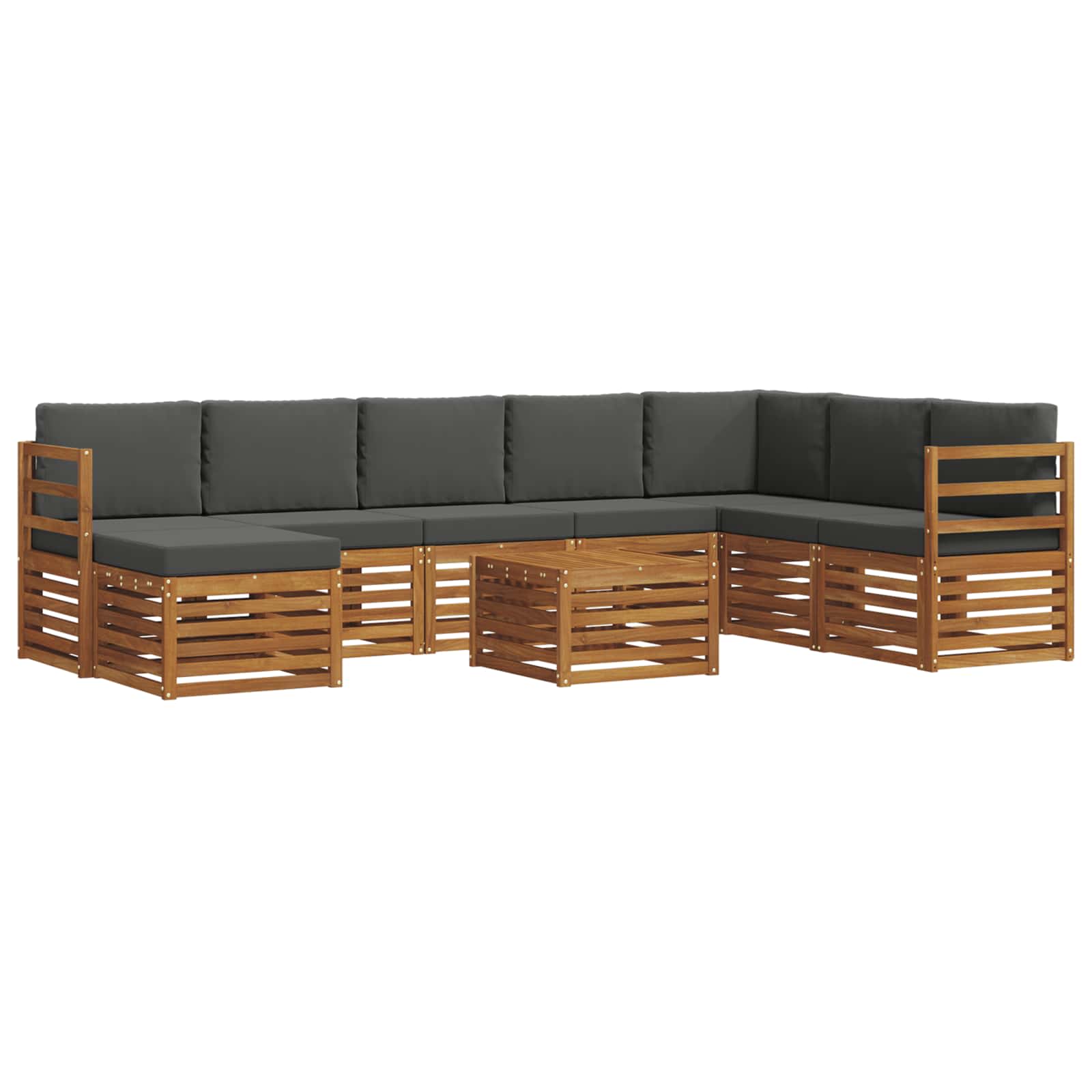 Set di divani da esterno con cuscino 9 pcs Naturale e Antracite | homemem39