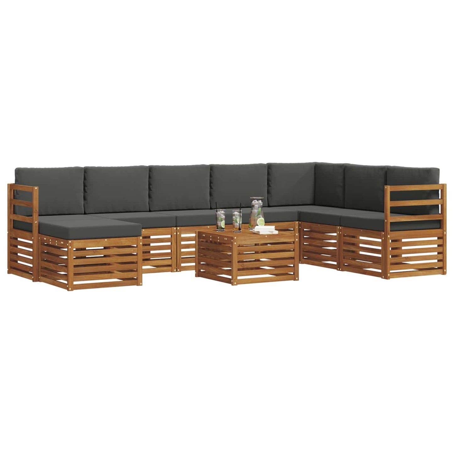 Set di divani da esterno con cuscino 9 pcs Naturale e Antracite