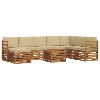 Set di divani da esterno con cuscino 9 pcs Naturale e Beige