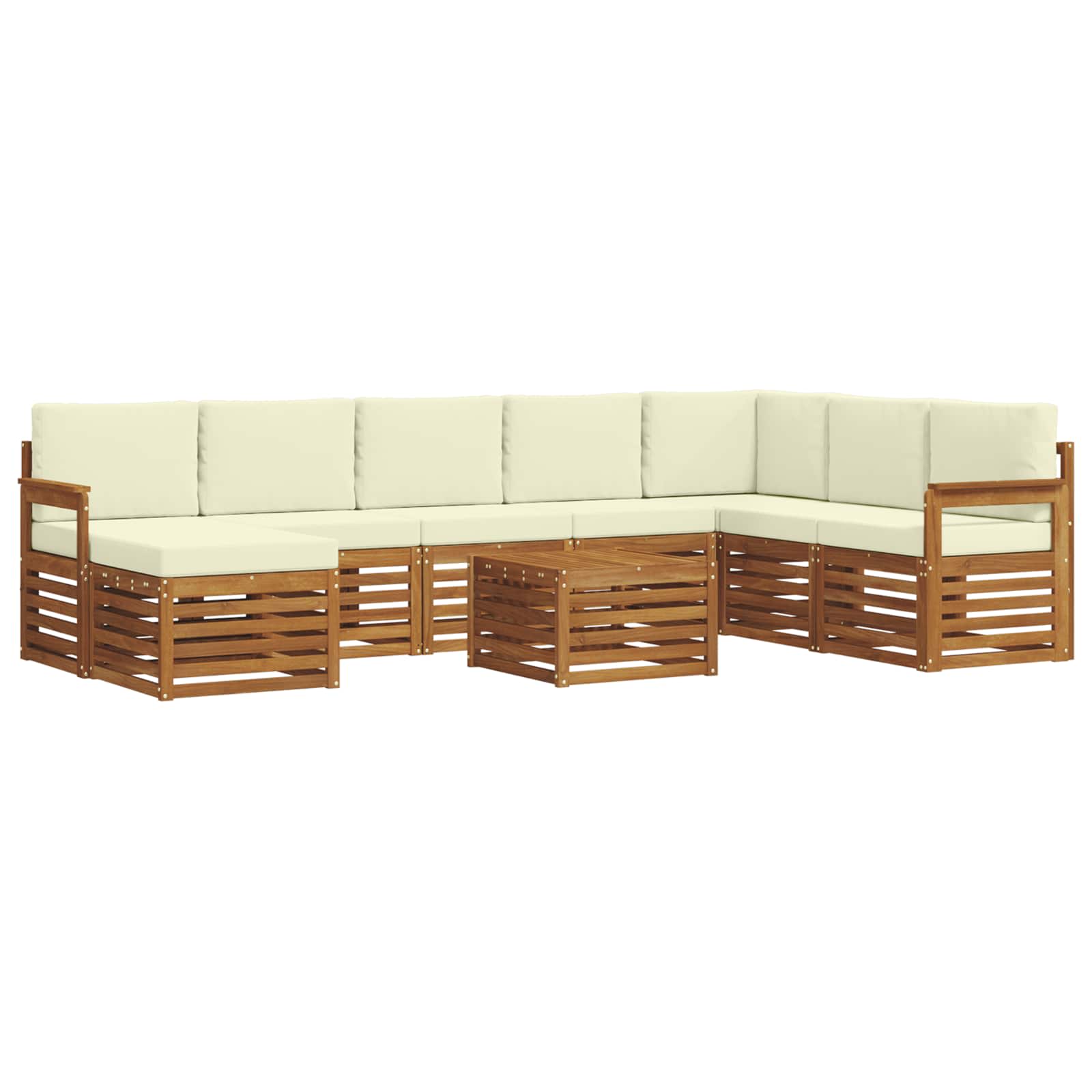 Set di divani da esterno con cuscino 9 pcs Naturale e Crema | homemem39