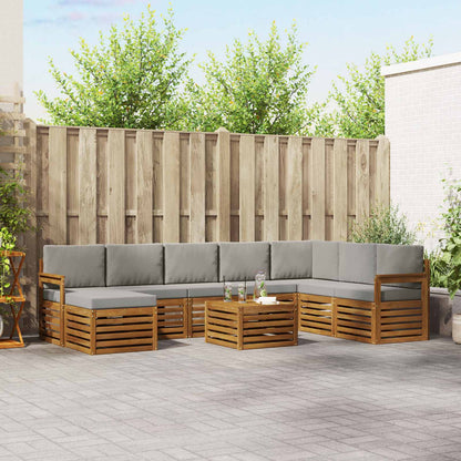 Set di divani da esterno 9 pcs Grigio Naturale e Chiaro
