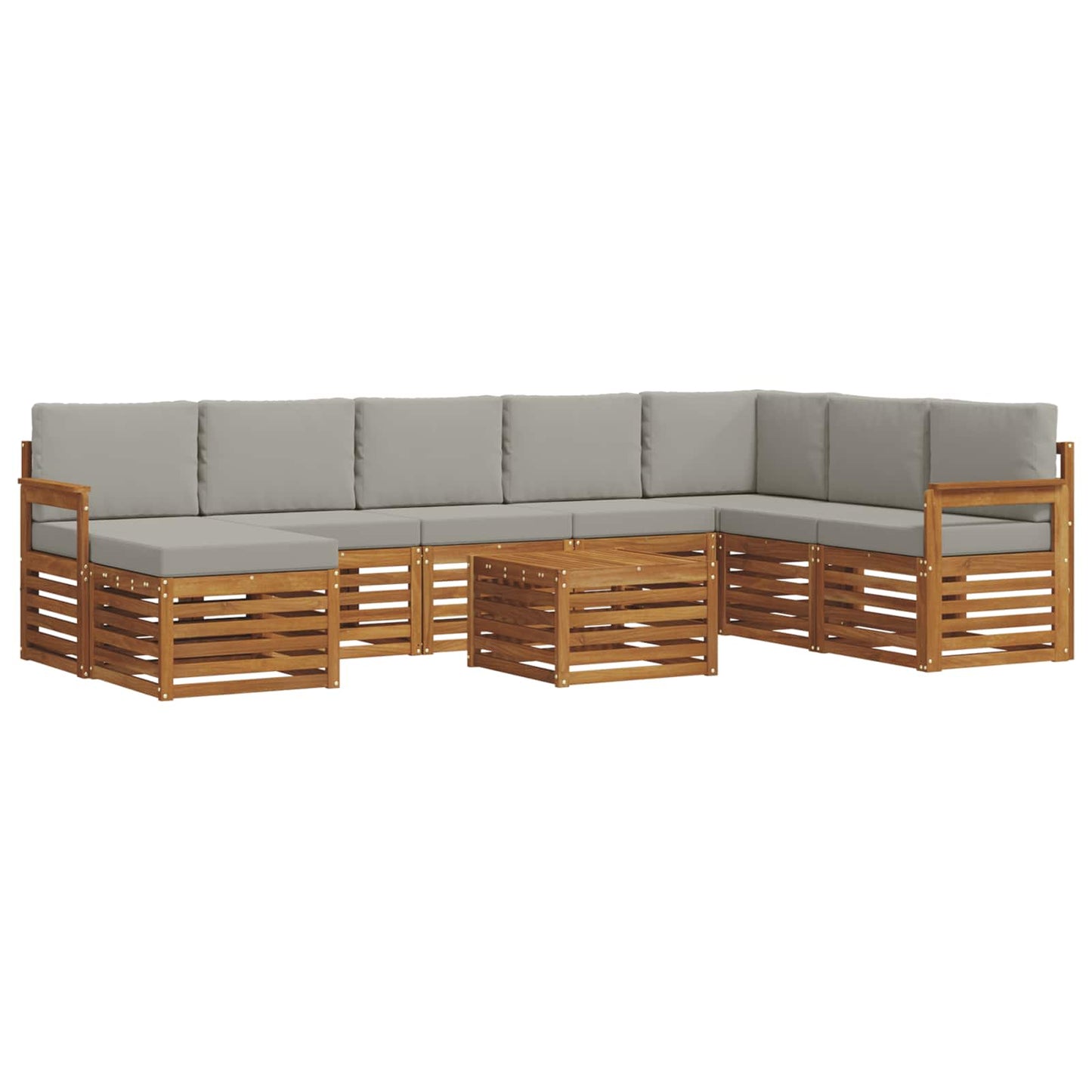 Set di divani da esterno 9 pcs Grigio Naturale e Chiaro | homemem39