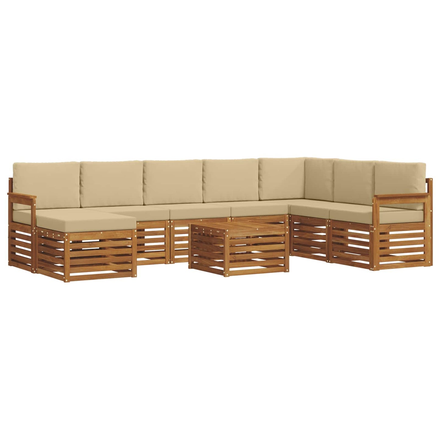 Set di divani da esterno con cuscino 9 pcs Naturale e Beige
